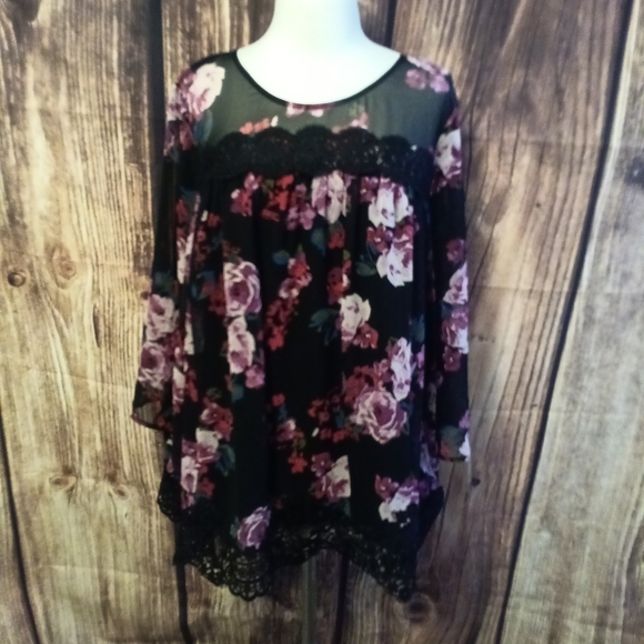 Lane Bryant Floral Top Size 18 Multicolor - Picture 1 of 8